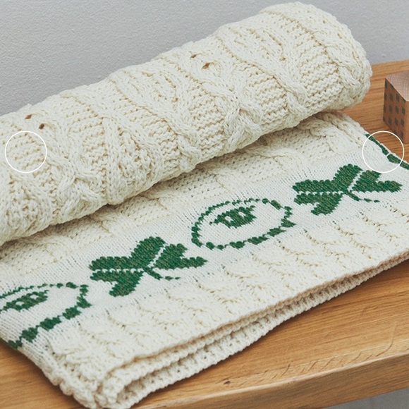 Aran Sweater Market Other - Aran Sweater Company Baby Blanket merino Wool Cozy Cream Cable Knit Throw. NWT